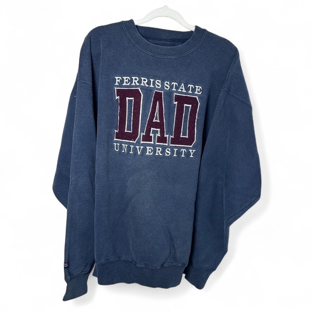Ferris State‎ University Dad Faded Navy Blue Cotton & Polyester Sweatshirt